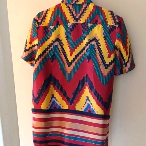 ASOS Multicolor Geometric Pattern Men's Shirt, L - Picture 5 of 6